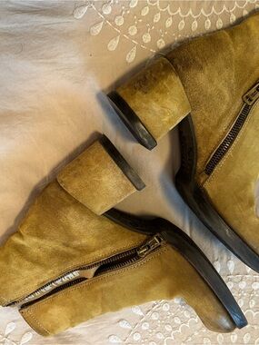 A.S.98 Mustard Suede Ankle Booties